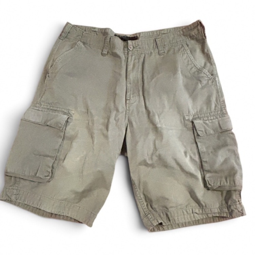 Y2K Rocawear Mens Cargo Shorts tan Cotton Twill Multi Pocket Relaxed Fit size 38 - Picture 2 of 7